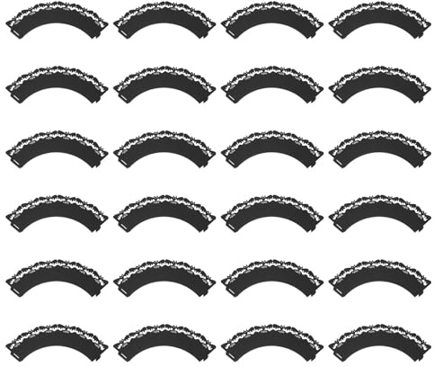 Tofficu 24 Pièces Décoration D'emballage de Gâteau Noir en Papier Creux Motif Chauve-souris pour Halloween, pour Fromage et Fruits Cuisine