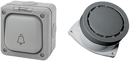 Digiteck Industrial Door Bell Switch & Loud 80DB Alarm, 10A 1Way, Push Button, Grey, ON-OFF, IP66
