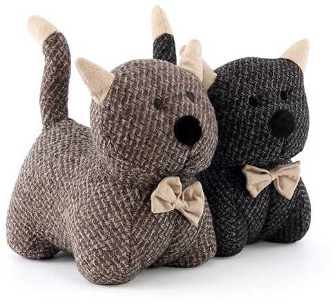 The Magic Toy Shop Weighted Door Stop Animal - Novelty Fabric Cat Floor Stopper with Sand Filling - Decorative Kitten Door Holder for Wood, Carpet, Home Bedroom & Living Room, Assorted Colours