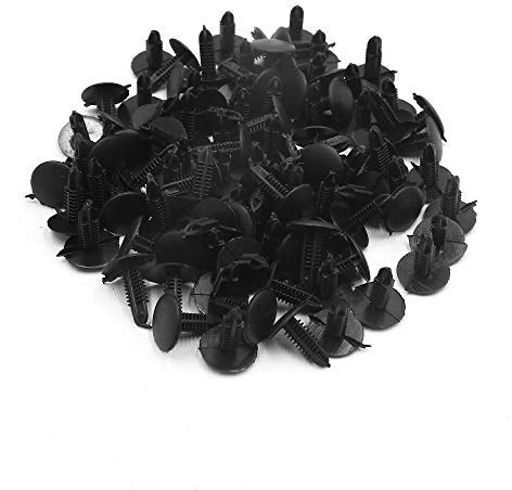 sourcing map Remaches De Panel Plásticos Negros 5X4Mm 100Pcs para Coche | Negro, 5X4Mm, Agujero, Universal, Antidesgaste, Anticorrosión, Para Molduras