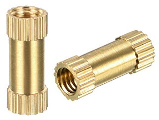sourcing map 100 Stück Gewindeeinsatz Rändelschrauben Einschraubmuttern M3 x 10 mm (L) x 4mm (OD) Messing