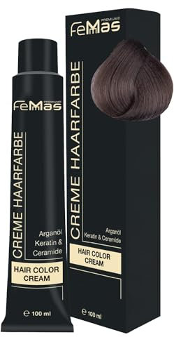FemMas Haarfarbe Mittelblond Asch 7.1 I Creme Haarfarbe mit Arganöl, Keratin & Ceramiden I Als dauerhafte Haarfärbung oder Tönung für strahlende, haltbare Farbergebnisse I 100 ml
