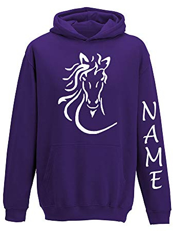 Luvponies Flowing Mane Equestrian Hoodie - Horse Riding Hoodie for Girls | Personalised Children Hoodies | 12-13 Years, Purple