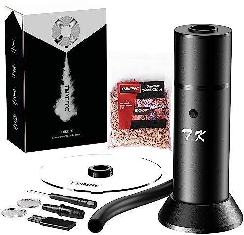 TMKEFFC Pistola Affumicatore - Affumicatrice a Fredda Portatile, Ideale per Cibo, Carne e Cocktail; Smoker da Cucina, Smoking Gun e 1 Pacchetto di Trucioli di Legno Gratuito (Nero)