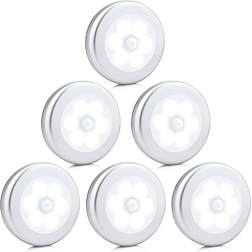 The Glowhouse 6 Pack Motion Sensor Lights, Cordless Battery Powered Automatic Night Light with Adhesive Pads That'll Stick Anywhere or use Magnet, Cupboards Wardrobe Closet Hallway Stairs Bedroom