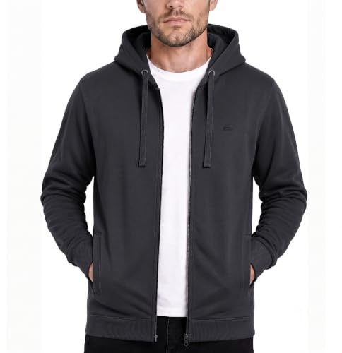 Iron Mountain Återvunnet garn för män miljövänligt anti-noppor mjuk fleece flexibel bekväm arbetskläder dragkedja huvtröja topp sweatshirt, kolmärg, medium