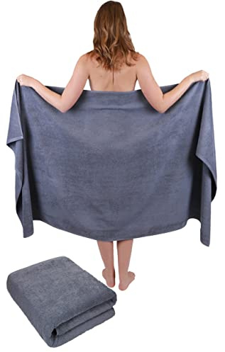 Betz Badetuch 2 Stück Set groß XXL Badetücher Saunatuch Dresden 100% Baumwolle Größe 100 cm x 200 cm Farbe anthrazit - 1904050