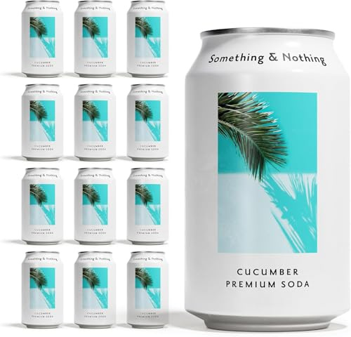 Something & Nothing Cucumber Flavoured Sparkling Water | 12 x 330ml Cans, Lightly Carbonated Fizzy Soda Waters with Added Grape & Lemon Juice, Vegan & Low Calorie Healthy Soft Drinks
