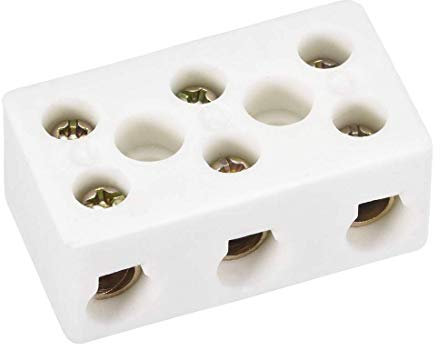 Morsettiere in ceramica a 3 vie connettori in ceramica porcellana ad alta temperatura 47x27.5x19.5mm per cavo elettrico