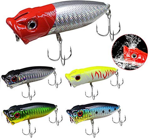 senvenelec 5Pcs Künstlicher Köder - Topwater Angelköder, Elritze Angelköder und Süßwasser, bionischer starrer Köder für Forelle, Barsch, Hecht