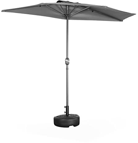 Alice's Garden - Parasol de balcon Ø250cm – CALVI – Demi-parasol droit. mât central en aluminium avec manivelle d’ouverture. toile grise