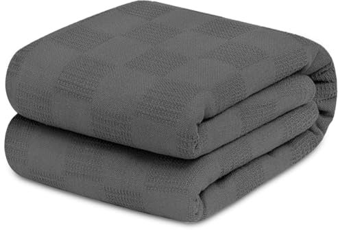 Avalon Bedding Decken aus 100 % Baumwolle, King-Size-Thermodecke (274,3 x 228,6 cm) – perfekte Baumwolldecke, King-Size-Bett für Schichtbetten zu jeder Jahreszeit, Baumwolldecken für Bett (grau)