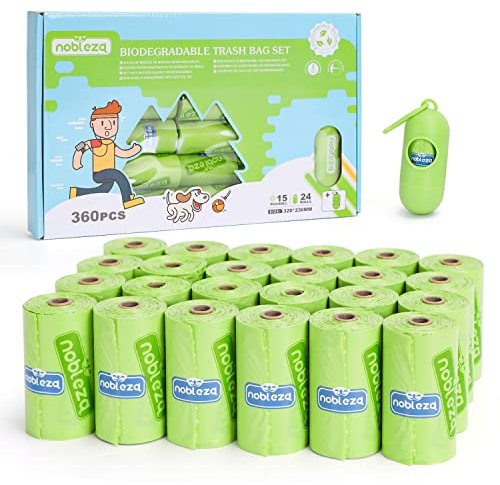 Nobleza Hundekotbeutel 360 Tüten mit Spender, Kotbeutel für Hunde, Wasserdicht, Reißfest, extra Groß, Dick und Stark - 24 Rollen