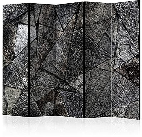 murando Akusticher Raumteiler Betonoptik Foto Paravent 225x172 cm beidseitig auf Vlies-Leinwand Bedruckt Akustikschaum Trennwand Spanische Wand Sichtschutz Home Office Beton geometrisch f-B-0166-z-c