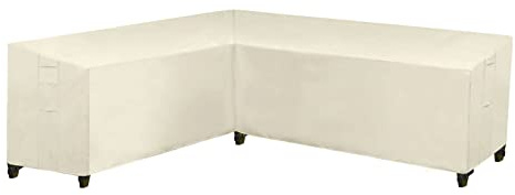 Garten Gartenmöbel Abdeckung L-Form, Ecksofa Schutzhülle, Wasserdicht Winddicht, Abdeckplane für Outdoor Ecksofa Eck-Loungegruppe (300x300x98x70cm,Beige)
