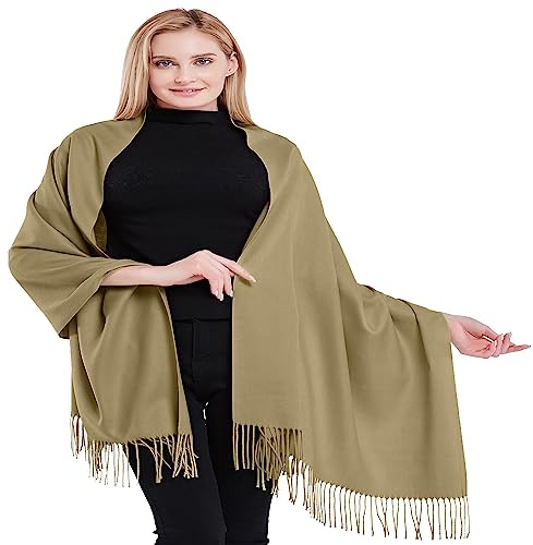 CJ Apparel Dicker, einfarbiger Schal, Baumwollmischung, Schal, Stola, Überwurf, Pashmina, mink, Einheitsgröße