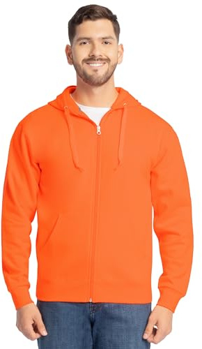 Fruit of the Loom Unisex's Eversoft Fleece Hoodies, Pullover, Moisture Wicking & Breathable, Sizes S-4x Hooded Sweatshirt, Safety Orange Full Zip, Medium