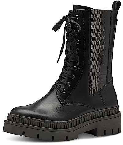 MARCO TOZZI by Guido Maria Kretschmer Damen Stiefeletten zum Schnüren mit Plateau mit Reißverschluss, Schwarz (Black/Dk.Grey), 37 EU