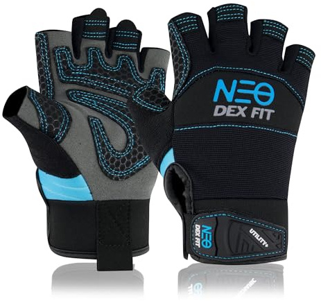 DEX FIT MG310 Impact Mechanikerhandschuhe mit halben Fingern, strapazierfähig, robuster Griff, Vibrations- und stoßdämpfend, Touchscreen-fähig, waschbar; Schwarz S (7) 1 Paar