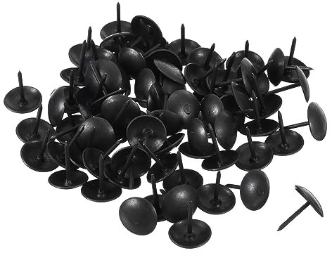 QUARKZMAN 11x13mm Métal Pouce Punaise x 100pcs Ronde Tête Meuble Décoratif Punaise Poussoir Épingles pour Maison Meuble DIY Décoratif, [Noir]