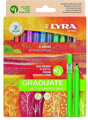 LYRA Graduate Art-Tip Marker Kartonetui 24 sortierte Farben | Fine Art, biobasierter Kunststoff aus Zuckerrohr, Kartonetui