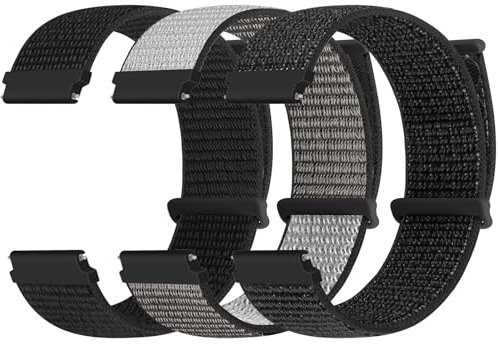 Yunshare 20mm Nylon Armband Kompatibel mitSamsung Galaxy Watch 7 6 5 4 FE 40mm 44mm 45mm/Watch 6 4 Classic 43mm 47mm 42mm 46mm/Garmin Vívoactive 6/5/3/3 Music/Amazift Active 2/Active Damen Herren