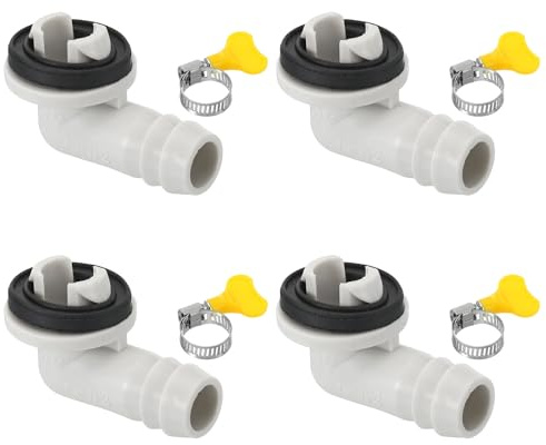 PATIKIL 4 Stück 15mm Klimaanlagen-Abflussschlauchverbinder weiß Stil 5 | universeller Abflussverbinder, Mit Klemmschelle, Für Mini-Split-Fenster-Klimaanlagen