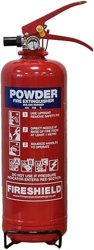 Kitchen Fire Extinguisher - 2kg Powder Fire Extinguisher Bundle (Fire Extinguisher, Burns Kit, Fire Blanket) - FireShield (Extinguisher Only)