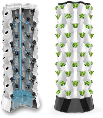 Hydroponisches Anzuchtsystem Hydroponisches System 48/64/80 Töpfe Hydrokultur-Turm, Wasserkreislauf für Zimmerpflanzen – Gartenanbausysteme, vertikaler hydroponischer Ananas-Aeroponik-Turm wyqdp24