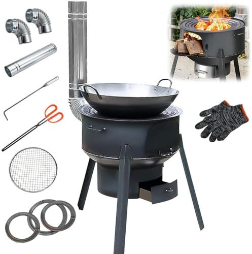 mumisuto Wood Burning Stove, Portable Camping Log Burner, Log Burner Detachable Shed Firewood Stove, Outdoor Cooking Stove with Camping Tools for Cooking, Camping, Hiking, Fishing, Backpacking, BBQ