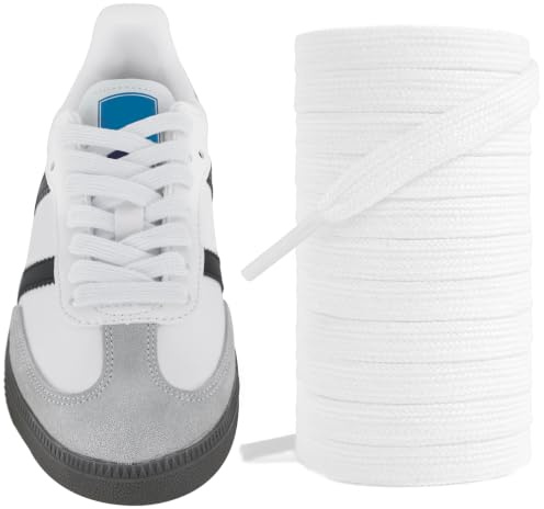 UamGlsob 5/16 tum bomullsskosnören för Adidas Samba-sneakers, ersättningsskosnören för skosnören för fotbollsskor, Vitt, 47/120cm