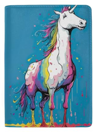 Bunte Reisepasshülle mit Kreditkartenfächern für Damen, Buntes Regenbogen-Einhorn