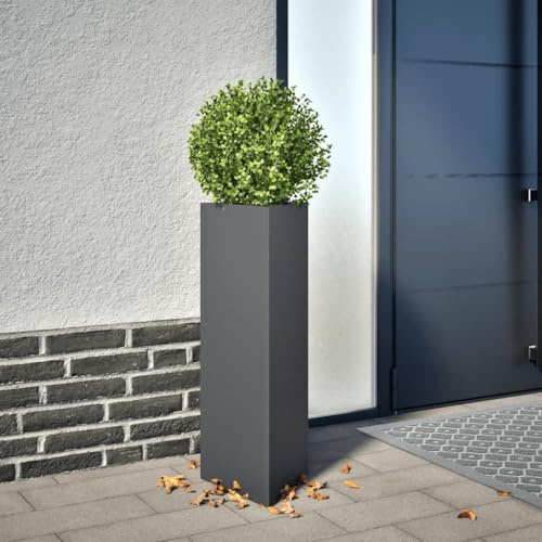 Somanki Pflanzkübel Anthrazit Dreieckig 30x26x75 cm Stahl, Blumentopf Gross, Blumenkasten Balkon, übertopf, Pflanzkasten, Flowerpot, Kräuterbeet Für Die Küche, Vertikalbeet - 851147