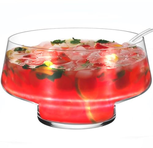 Xeiwagoo Glass Punch Bowl with Ladle & Footed, Unique Design Style Punch Bowl for Parties, Sturdy and Heavy Large Punch Bowl Set for Centerpiece Table Decorations，clear，2.5 Gallons 315oz Set of 1