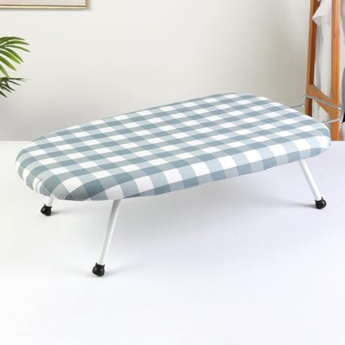 Tabla de planchar pequeña portátil con cubierta de algodón resistente al calor, tabla de planchar para espacios pequeños y viajes, color azul