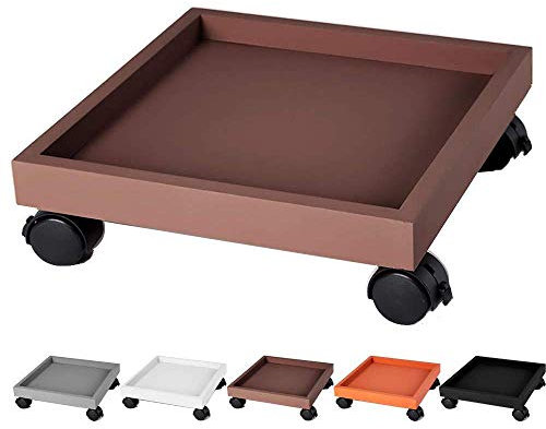 Robuster Pflanzkorb mit Rädern für drinnen und draußen, Haus, Garten, 40 cm Durchmesser, Kaffeefarbe
