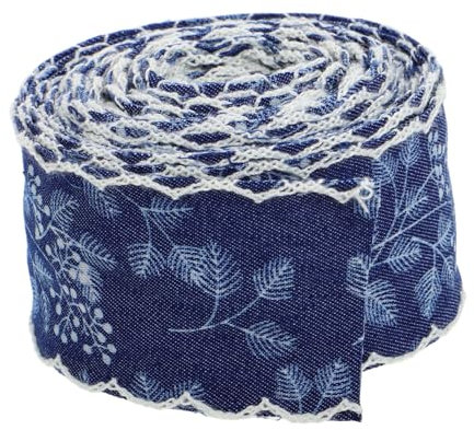 BESTonZON Denimband Mit Gewellter Spitze Breit Dunkelblaue Jeansstoff Borte Zum Nähen Für Diy Haarschlingen Kleidung Und Schuhverzierungen Vielseitiges Nähzubehör Für Kreative Bastelprojekte