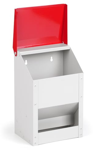 MUYIRTED Comedero automático para pollos, 4,5 kg, de metal, comedero para gallinas, comedero para aves de corral con tapa, accesorio para gallinero, rojo (10 kg)
