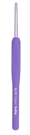 Tulip Etimo Murasaki Häkelnadel - Ergonomische Häkelnadel aus Aluminium mit Soft-Griff, Leicht und Mit Glatter Spitze für Alle Garnarten, Violetter Griff, 3.50mm - 1 Stück