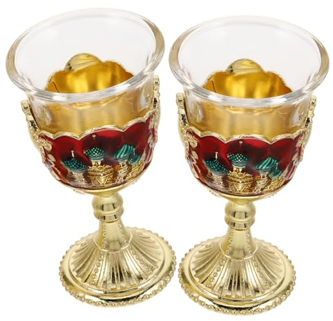 Holibanna 2pièces Petite Tasse à Vin Métal Lot De Tasses à Liqueur Décoratives Style Vintage Réutilisables Pour Maison