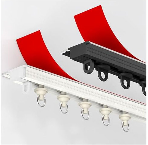 Sistema autoadhesivo para techo, aluminio, para dormitorio, ventana, caravana, 220 cm, color negro, fácil instalación y diseño