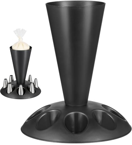 ULTECHNOVO Piping Bag Holder Stand, Black PP Cake Decorating Tool | Pastry Bag and Nozzle Organiser for Cake Piping, Baking Supplies and Home Bakery Work