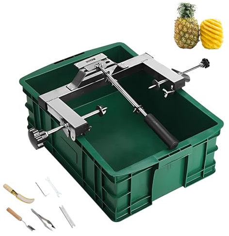 DOJOEUU Pelador de Piña Comercial, Máquina Peladora de Piña con Marco y Accesorios, Varillas Dobles Retráctiles, Soporte Ajustable de 30 a 38 mm, para Supermercados y Puestos de Venta