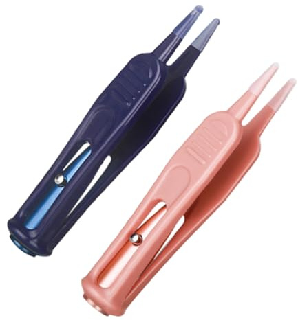 OFFIGAM Pinzas Punta Redonda de Material Flexible para Limpiar la Nariz de Niño con Luz Led 2 Unidades para Cuidado Nasal Seguro y Fácil