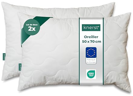KNERST Kopfkissen 50x70 2er Set, Kissen Made in EU, 95° waschbar Polster | komfortables Schlafkissen, Allergiker geeignet, Ökotex, Polster atmungsaktiv, weich & formstabil, Füllkissen, Dekokissen