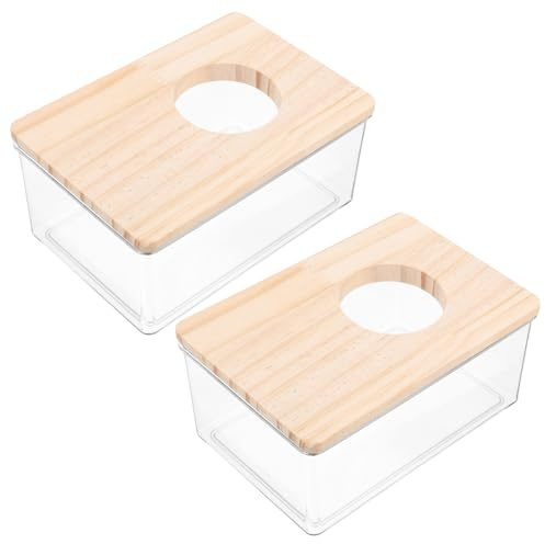 SHINEOFI 2Pcs Transparent Acrylic Cage Sand Bath Box for Small Pets Hamster Chinchilla Bathroom with Smooth Edges Easy to Clean Shower Tub for Safe Bathing and Playing