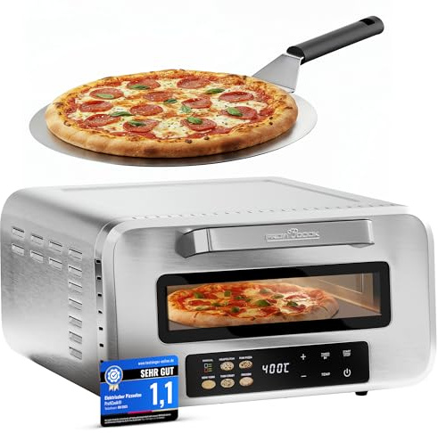 Horno eléctrico para pizza ProfiCook | 400 °C | piedra para pizza auténtica | incluye pala para pizza | ajuste variable de tiempo y temperatura | Horno eléctrico para pizza | Pizza Maker | PC PO 1323