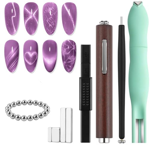 TOROKOM 28-Piece Cat Eye Nail Magnet Set, 3-in-1 Magnetic Nail Art Tools | Magnet for Gel Polish, Strong Magnet Sticks for Cat Eye Effects, Galaxy Designs, DIY & Professional Nail Art Accessories