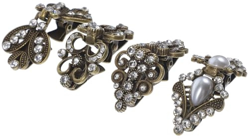 JOINPAYA Lot de 4 Pinces à Pull Vintage en Alliage, Clip de Cardigan Rétro Couleur Bronze Ancien, Épingles à Col pour Manteau et Châle, Accessoires pour Femmes, Usage Quotidien et