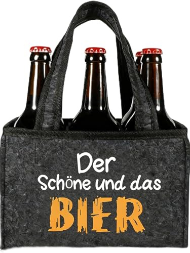 Senken Lustige Personalisierte Männergeschenke Männerhandtasche Bier Aus Filz Bierträger, Der Schöne und das Bier,Geschenke für Männer Papa Opa Geburtstagsgeschenk